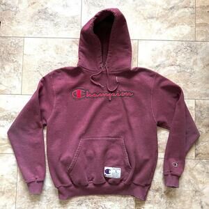 Champion Hoodie Women’s Sz L Wine Red Purple Color Distressed Hooded Sweatshirt